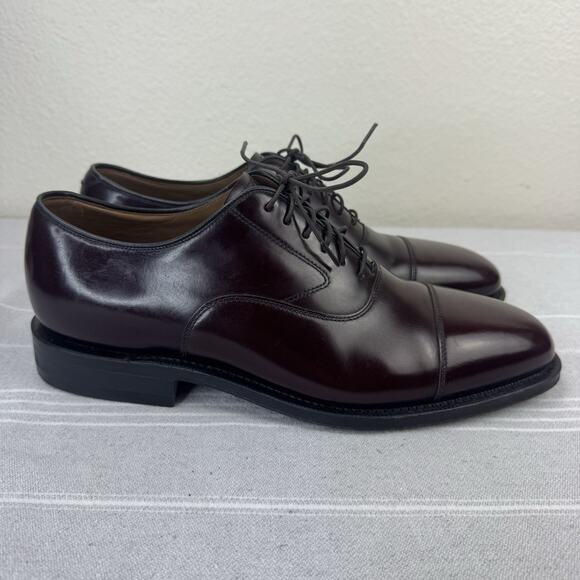 Men’s Johnston And Murphy Melton Cap Toe Dress Shoe Burgundy Calfskin Leather 8D main image 4